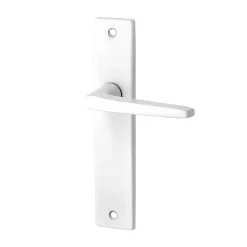 Ensemble poignée sur plaque rectangulaire Colan satin blanc L.106mm x l.39.8mm entraxe 165mm- Online