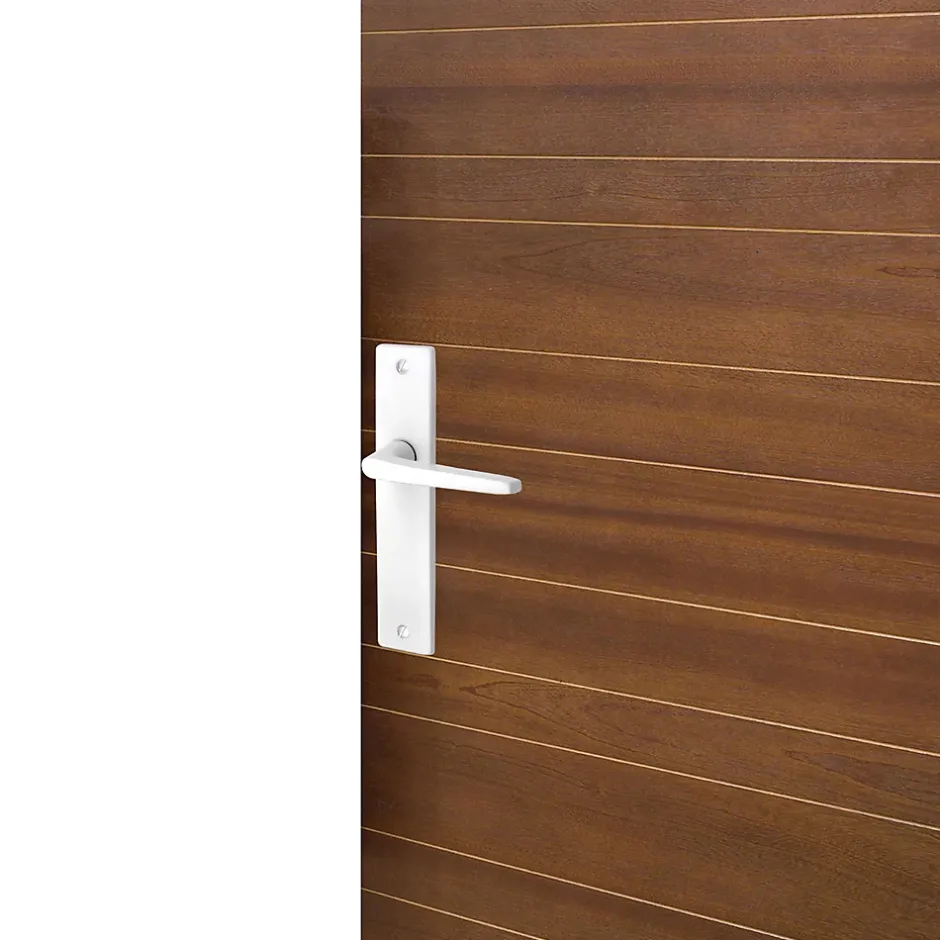 Ensemble poignée sur plaque rectangulaire Colan satin blanc L.106mm x l.39.8mm entraxe 165mm- Online