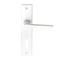 Ensemble poignée sur plaque cylindre rectangulaire Colan satin blanc L.106mm x l.39.8mm entraxe 165mm