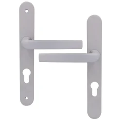 GoodHome Ensemble poignée sur plaque Incurvé Primel mat blanc L.126mm x l.33mm entraxe 195mm