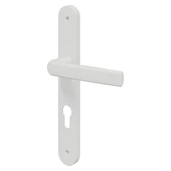 GoodHome Ensemble poignée sur plaque Incurvé Primel mat blanc L.126mm x l.33mm entraxe 195mm