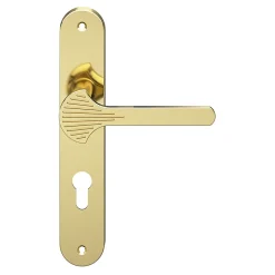 Ensemble poignée sur plaque rond Rubian effet laiton doré L.130mm x l.40mm entraxe 195mm-GoodHome Discount