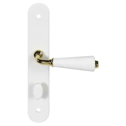 Ensemble poignée sur plaque Droit à condamnation Porcelaine Vras blanc L.115mm x l.45mm entraxe 195mm-GoodHome Clearance