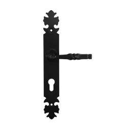 Ensemble poignée sur plaque rond Bovel effet nickel satin noir L.107.5mm x l.41mm entraxe 195mm- Online