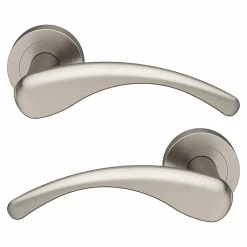 Ensemble poignée sur rosace rond à visser Ruis effet nickel satin gris Ø50mm-GoodHome Hot