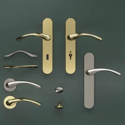 Ensemble poignée sur rosace rond à visser Ruis effet nickel satin gris Ø50mm-GoodHome Hot