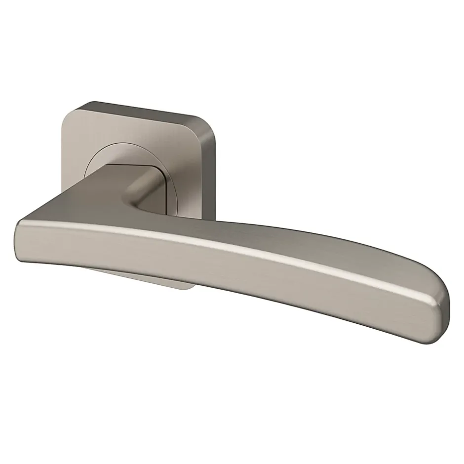 Ensemble poignée sur rosace Carré à visser Irvil effet nickel satin gris Ø52.5mm-GoodHome Outlet