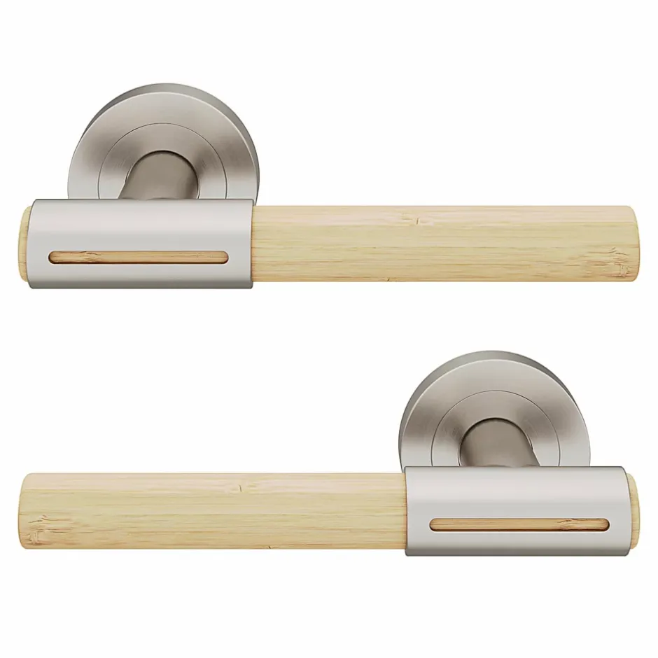 Ensemble poignée sur rosace rond à visser Hezo effet nickel satin chromé Ø50mm-GoodHome Hot