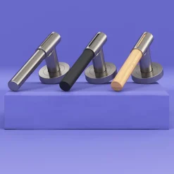 Ensemble poignée sur rosace rond à visser Hezo effet nickel satin chromé Ø50mm-GoodHome Hot