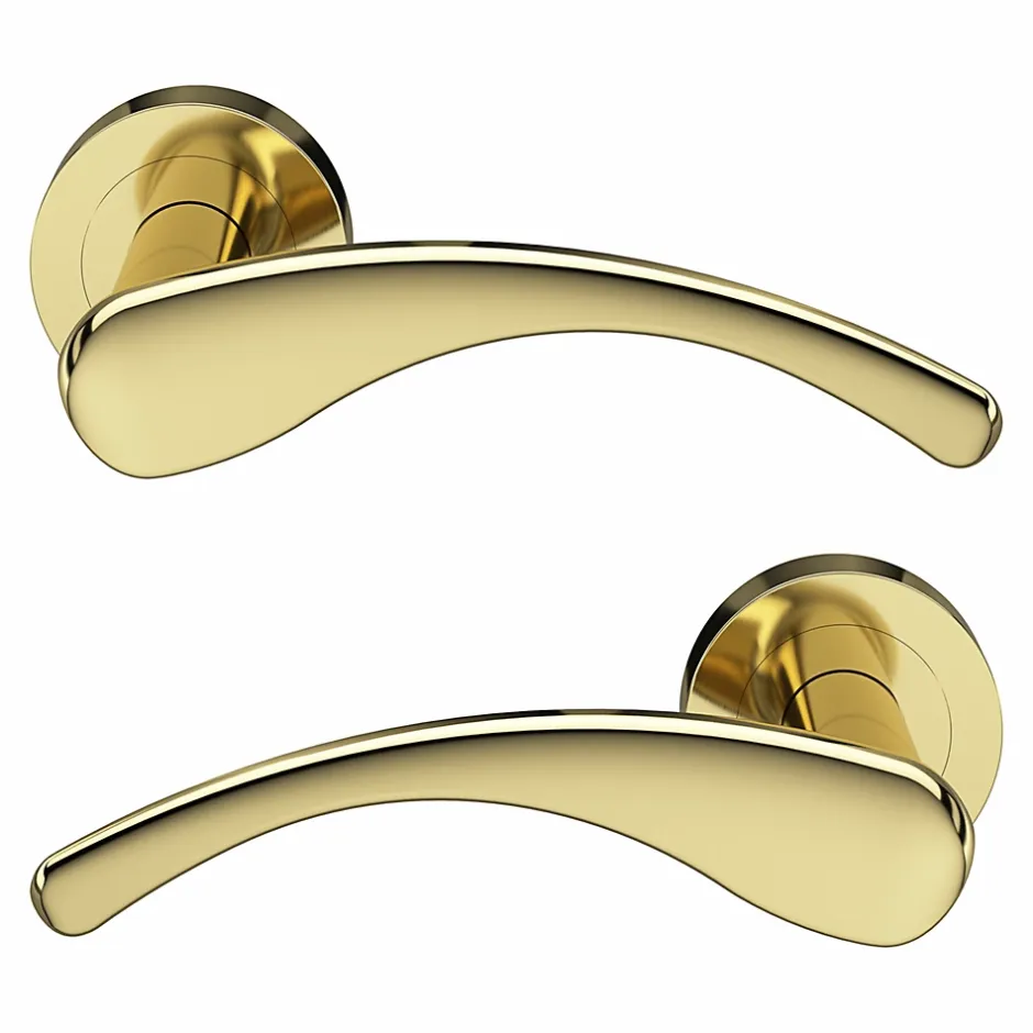 Ensemble poignée sur rosace rond à visser Ruis effet laiton or Ø50mm-GoodHome Discount