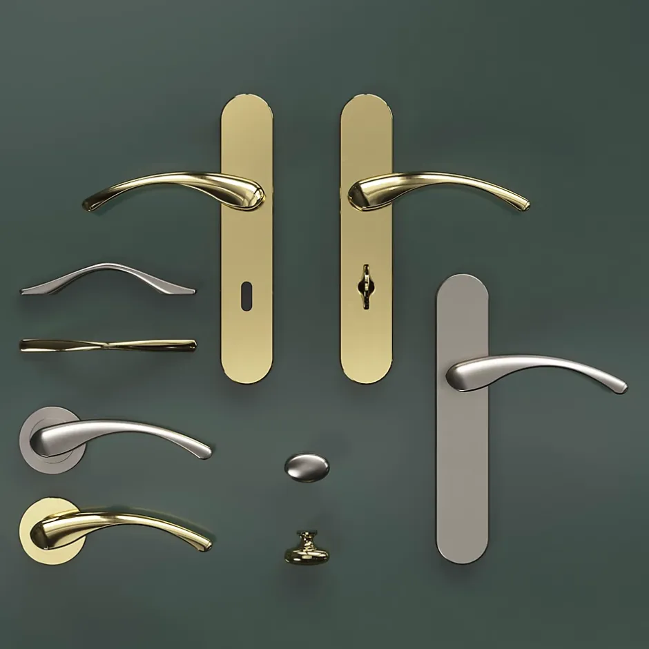 Ensemble poignée sur rosace rond à visser Ruis effet laiton or Ø50mm-GoodHome Discount