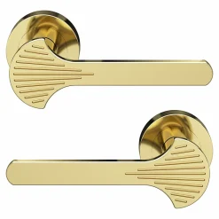 Ensemble poignée sur rosace rond à visser Rubian effet laiton or Ø50mm-GoodHome Best