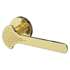 Ensemble poignée sur rosace rond à visser Rubian effet laiton or Ø50mm-GoodHome Best