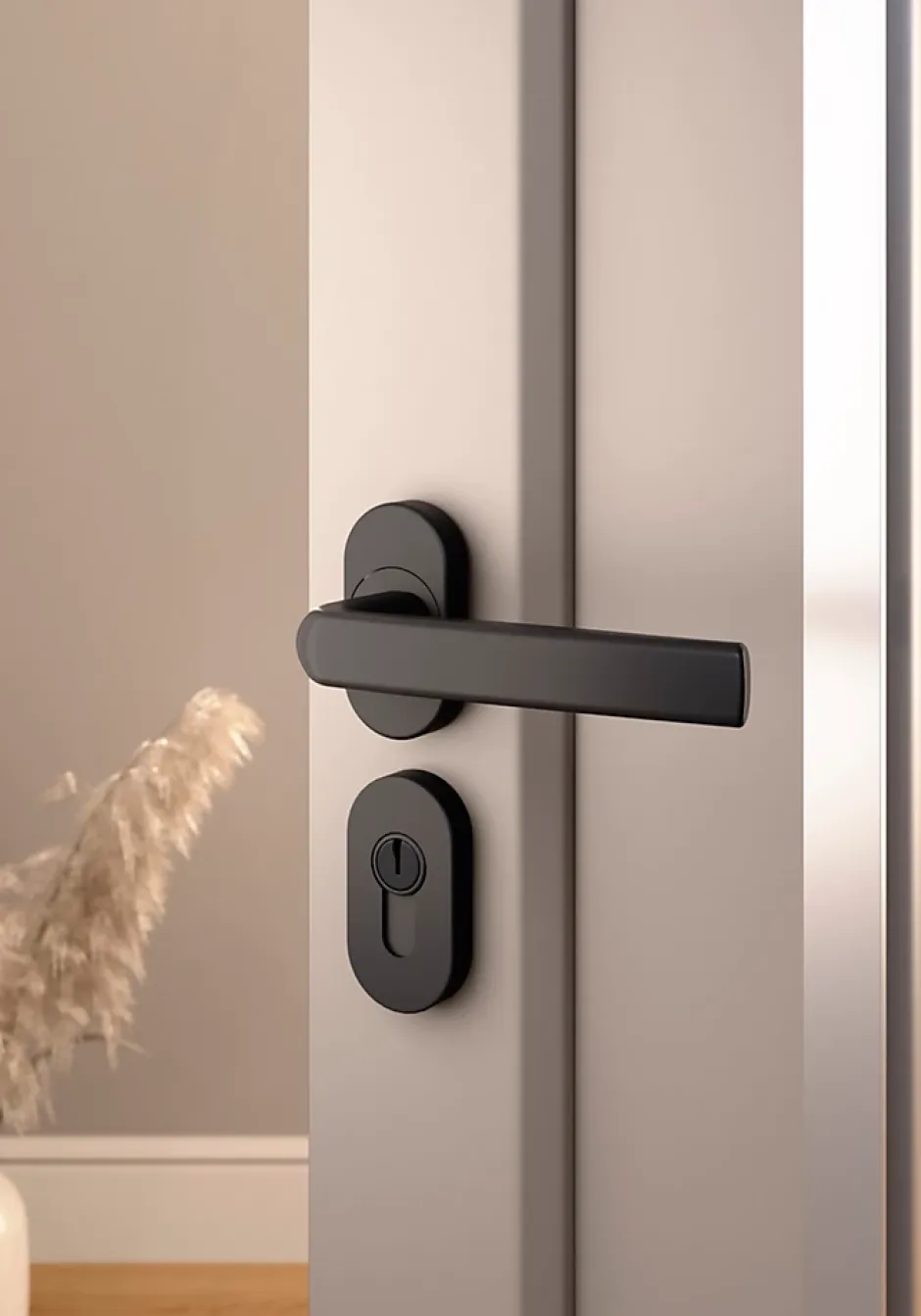 GoodHome Ensemble poignée sur rosace Sel scroll à visser Primel mat gris anthracite