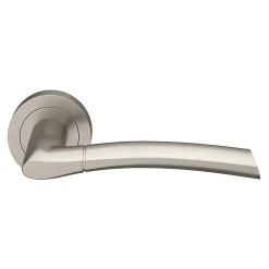 GoodHome Ensemble poignée sur rosace rond à visser Hirel effet nickel satin gris Ø50mm