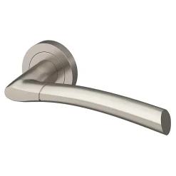 GoodHome Ensemble poignée sur rosace rond à visser Hirel effet nickel satin gris Ø50mm