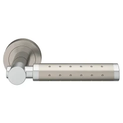 Ensemble poignée sur rosace rond à visser Brigg effet chrome et nickel gris Ø50mm-GoodHome Clearance