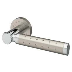 Ensemble poignée sur rosace rond à visser Brigg effet chrome et nickel gris Ø50mm-GoodHome Clearance