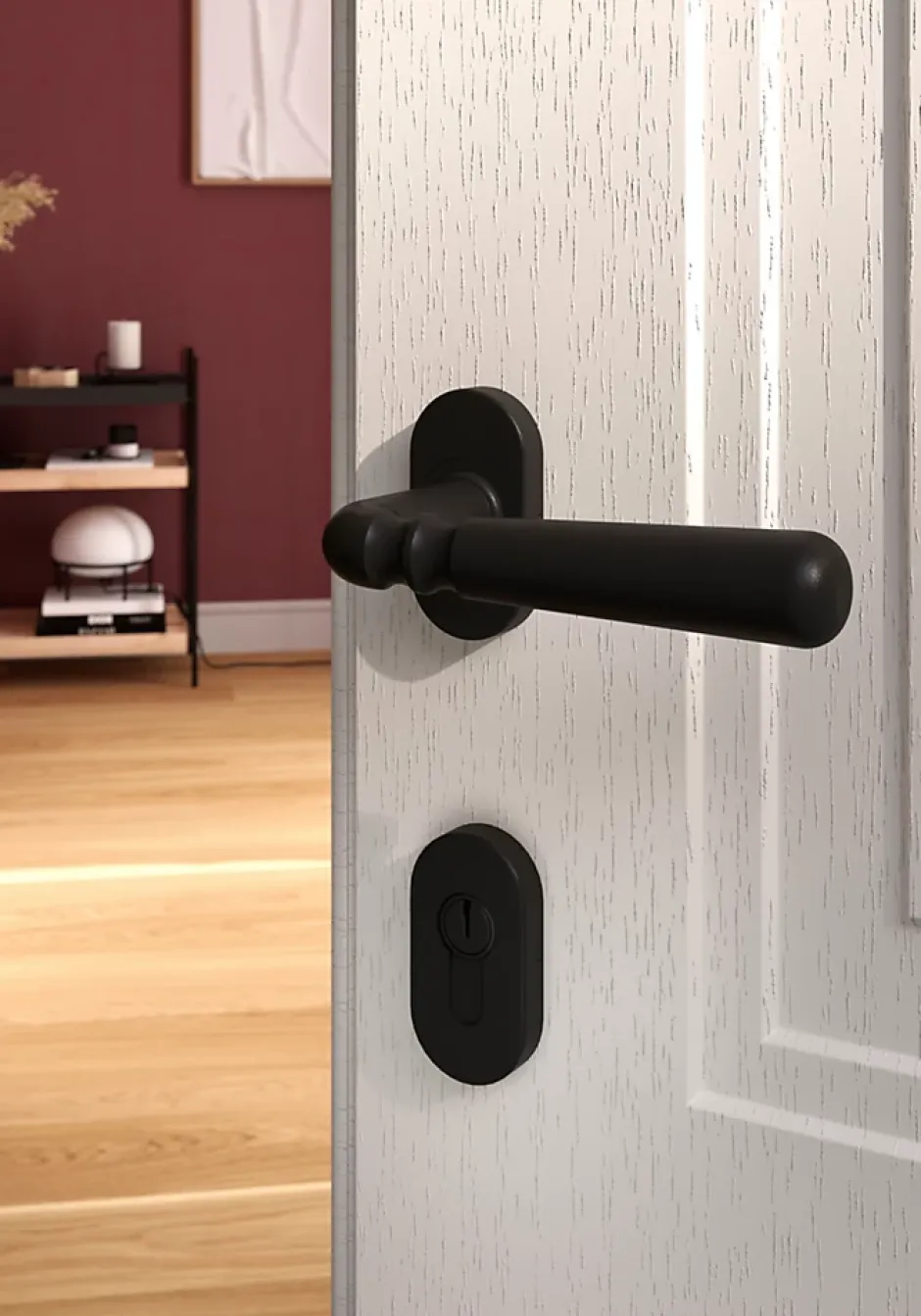 GoodHome Ensemble poignée sur rosace à visser Kilhog noir Ø63mm