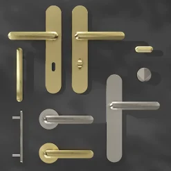 GoodHome Ensemble poignée sur rosace rond à visser Garlan effet nickel satin gris Ø50mm