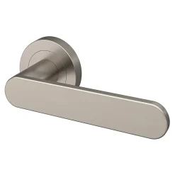 Ensemble poignée sur rosace rond à visser Minzh effet nickel satin gris Ø50mm-GoodHome Clearance