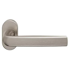Ensemble poignée sur rosace Incurvé à visser Primel effet nickel satin gris chromé-GoodHome Discount