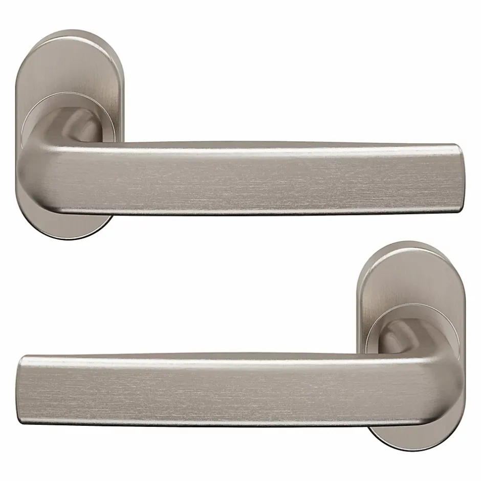 Ensemble poignée sur rosace Incurvé à visser Primel effet nickel satin gris chromé-GoodHome Discount