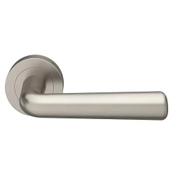 GoodHome Ensemble poignée sur rosace rond à visser Dizel effet nickel satin gris Ø50mm