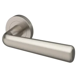 GoodHome Ensemble poignée sur rosace rond à visser Dizel effet nickel satin gris Ø50mm