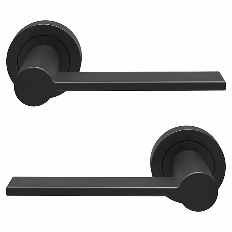 GoodHome Ensemble poignée sur rosace Droit à visser Dotz mat noir Ø52mm