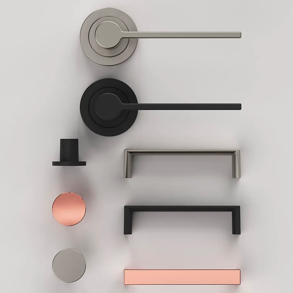 GoodHome Ensemble poignée sur rosace Droit à visser Dotz mat noir Ø52mm