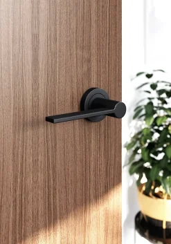 GoodHome Ensemble poignée sur rosace Droit à visser Dotz mat noir Ø52mm