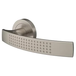 Ensemble poignée sur rosace rond à visser Diss effet nickel satin gris Ø50mm-GoodHome