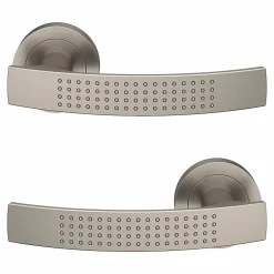 Ensemble poignée sur rosace rond à visser Diss effet nickel satin gris Ø50mm-GoodHome