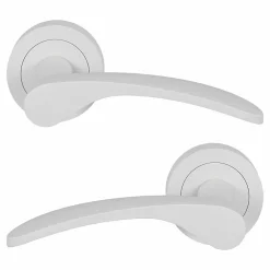 Ensemble poignée sur rosace rond à visser Beare mat blanc Ø50mm-GoodHome Outlet