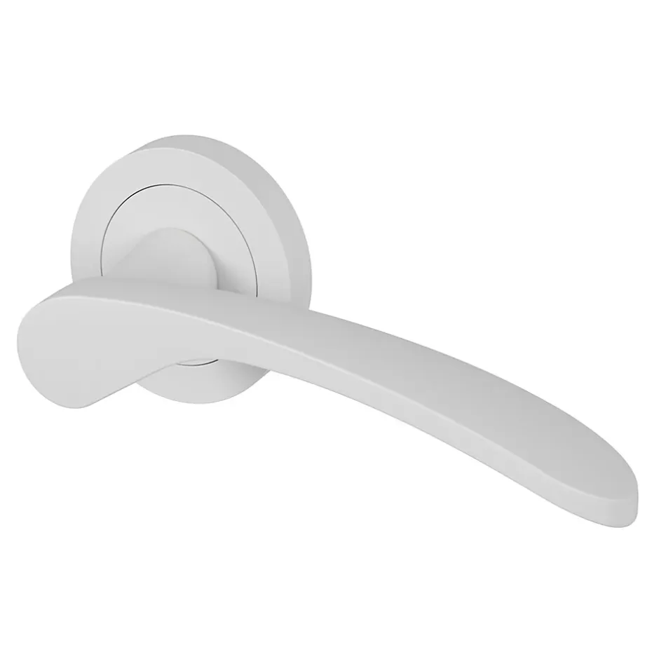 Ensemble poignée sur rosace rond à visser Beare mat blanc Ø50mm-GoodHome Outlet