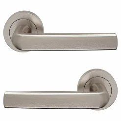 Ensemble poignée sur rosace Incurvé à visser Primel effet nickel satin gris Ø52mm-GoodHome