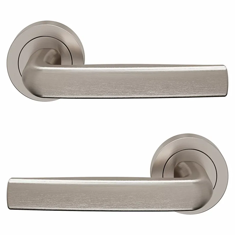 Ensemble poignée sur rosace Incurvé à visser Primel effet nickel satin gris Ø52mm-GoodHome