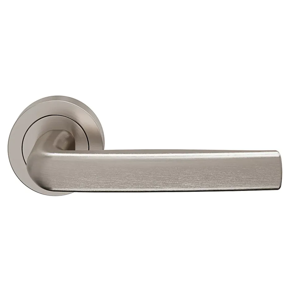 Ensemble poignée sur rosace Incurvé à visser Primel effet nickel satin gris Ø52mm-GoodHome