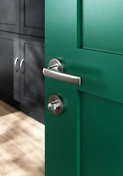 Ensemble poignée sur rosace Incurvé à visser Primel effet nickel satin gris Ø52mm-GoodHome