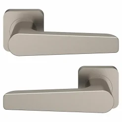 GoodHome Ensemble poignée sur rosace rond à visser Kerver effet nickel satin gris Ø52.5mm