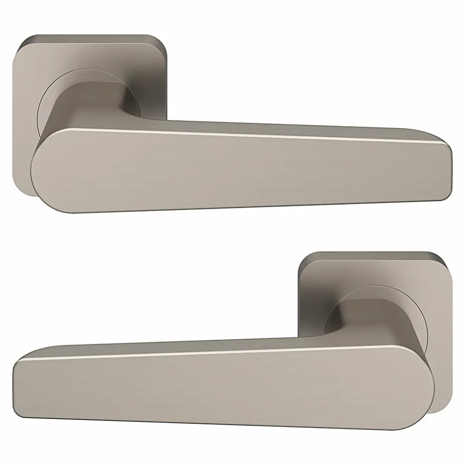 GoodHome Ensemble poignée sur rosace rond à visser Kerver effet nickel satin gris Ø52.5mm