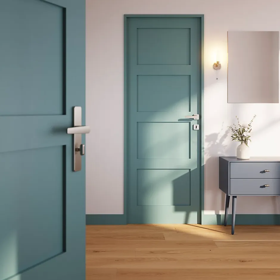 GoodHome Ensemble poignée sur rosace rond à visser Kerver effet nickel satin gris Ø52.5mm