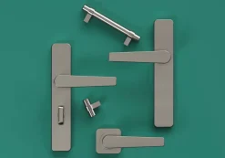 GoodHome Ensemble poignée sur rosace rond à visser Kerver effet nickel satin gris Ø52.5mm