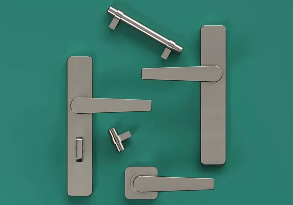 GoodHome Ensemble poignée sur rosace rond à visser Kerver effet nickel satin gris Ø52.5mm