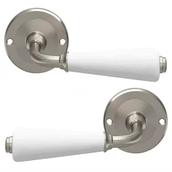 Ensemble poignée sur rosace incurvé vis traversante ou à vis Porcelaine Vras brillant blanc Ø48mm-GoodHome Outlet