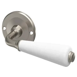 Ensemble poignée sur rosace incurvé vis traversante ou à vis Porcelaine Vras brillant blanc Ø48mm-GoodHome Outlet