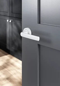 Ensemble poignée sur rosace Incurvé à visser Primel mat blanc Ø52mm-GoodHome Best