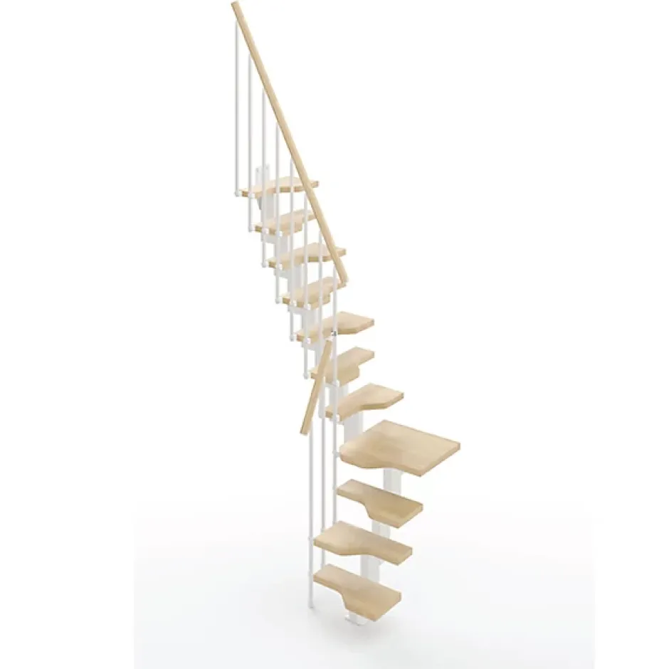 Escalier 1 quart tournant 10 marches - Hauteur à franchir de 2.21 à 2.61m - Largeur 61cm - Couleur naturel et blanc --Matisere Best