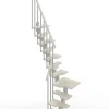 Matisere Escalier 1 quart tournant 10 marches - Hauteur à franchir de 2.21 à 2.61m - Largeur 61cm - Couleur bois et blanc -